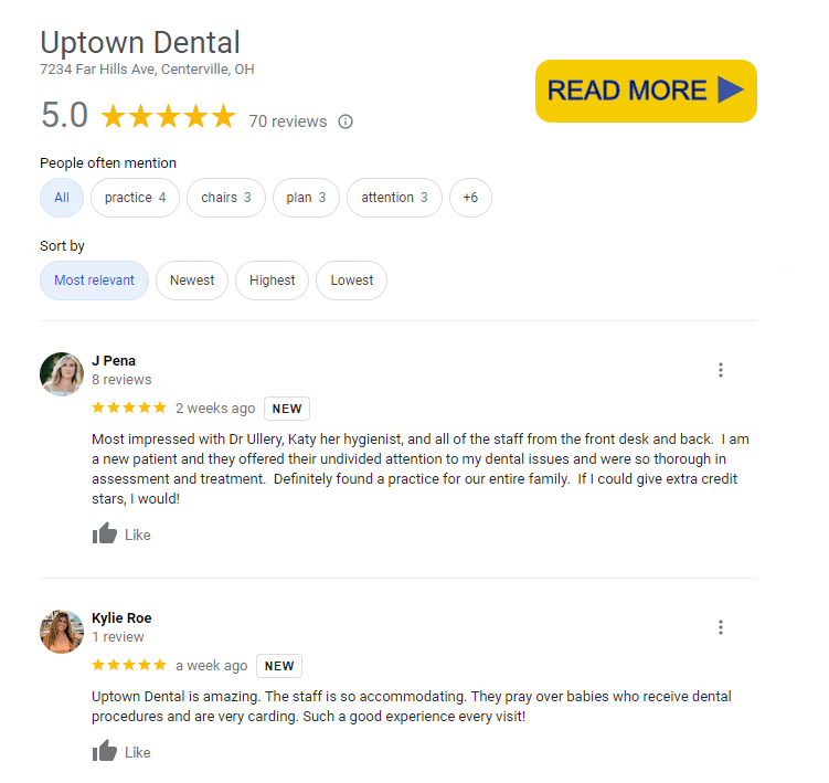 Uptown Dental Patient Reviews
